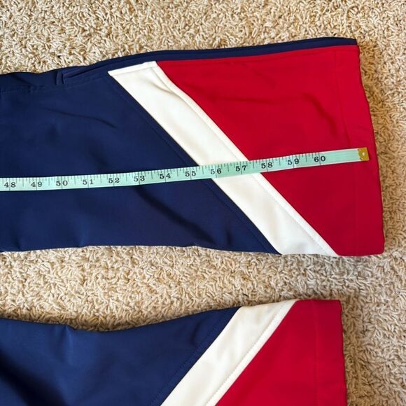 Women’s Perfect Moment Allos Ski Suit Navy Blue Red EUC Large Belted Ski Suit - Picture 10 of 13